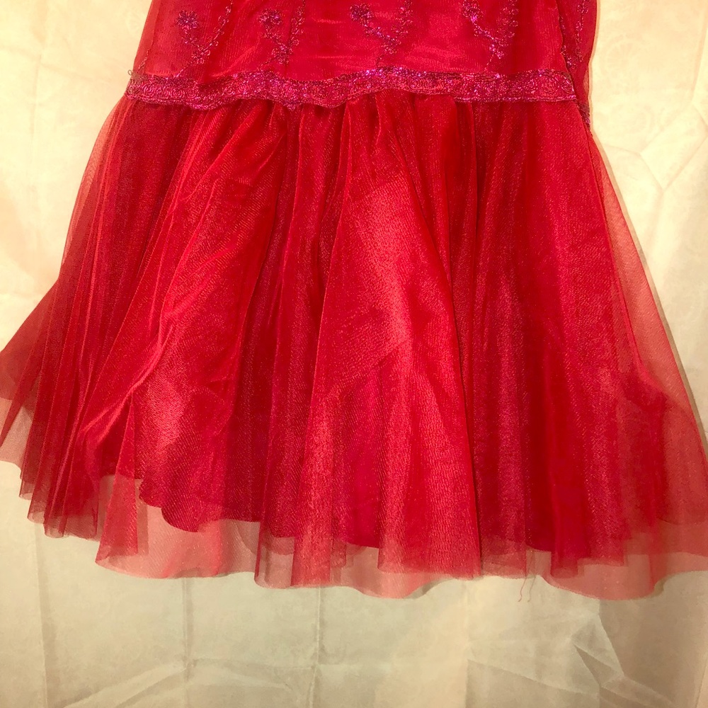 New Strapless red and pink Pearl gown